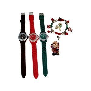 Lot of 6 Pieces of Christmas Jewelry Red and Green